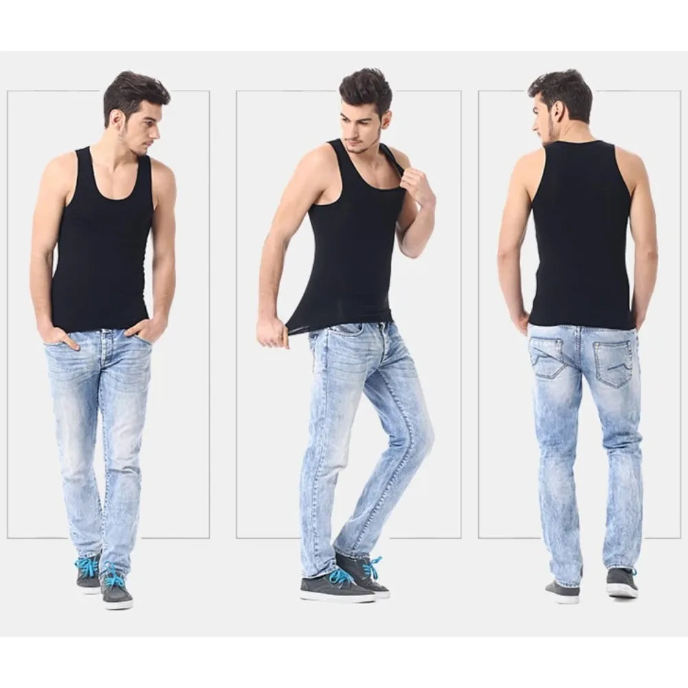 Four Seasons Men Pure Cotton Vest Youth Fit Sports Fitness Middle-aged Casual Sleeveless Top