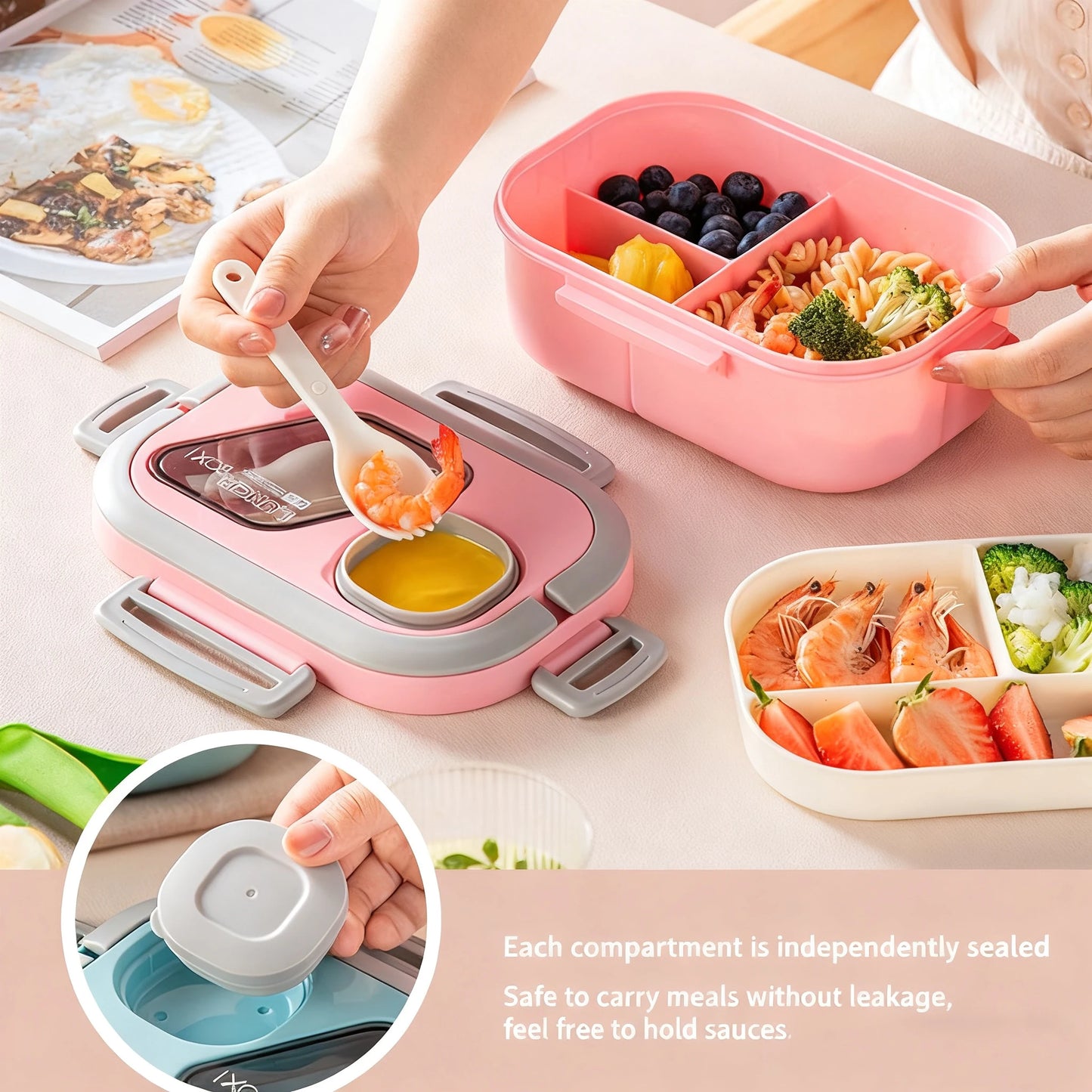 3pcs Portable Lunch Set Including Insulated Bag Bento Box & Breakfast Cup Travel Tableware Containers Meal Snack Food Containers