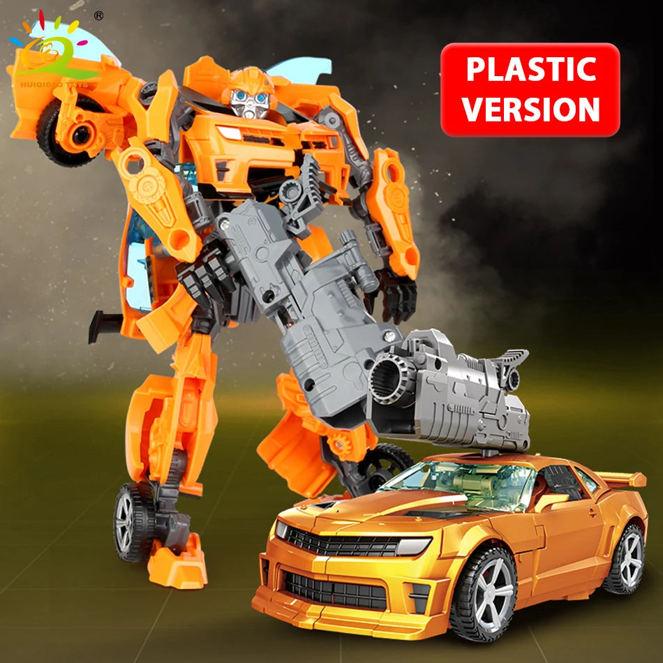 2IN1 Transformation Toys Robot Car Alloy Plastic Movie Anime Action Figures Deformed Mecha Warrior Model Toy for Children Gifts