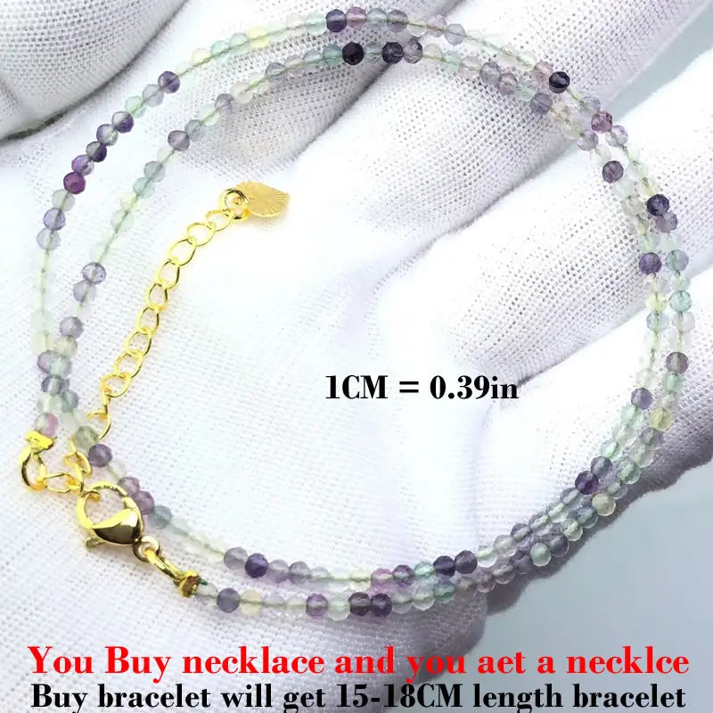 HOT Natural Stone 2mm Faceted Beads Necklace Crystal quartz Garnet agate Beaded Chains Fashion Simple Men Women Jewelry Gifts