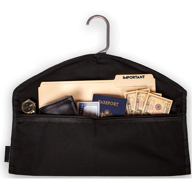 Hidden Pocket Safe Hanger Diversion for Home Or Travel Fits Under Hanging Clothes with Secure Compartment to Hide Valuables
