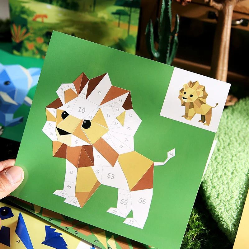Mr Paper 12pcs/bag Sticker Book Students' Handmade 3D Geometric Collage DIY Stickers Early Educational Stickers For Journal