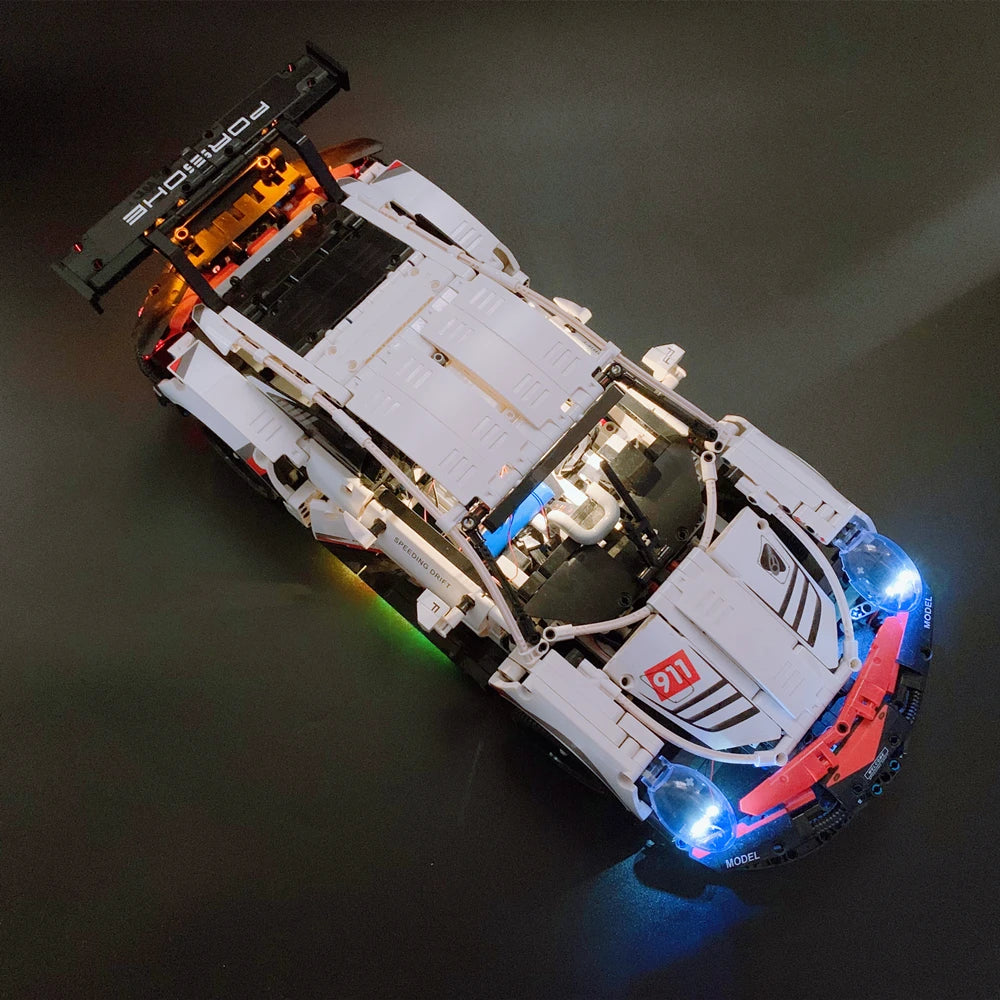 BYB LED Light Kit For LEGO 42096 911 RSR Compatile With 20097 White Super Racing Car Remote Control (Not Include Model)