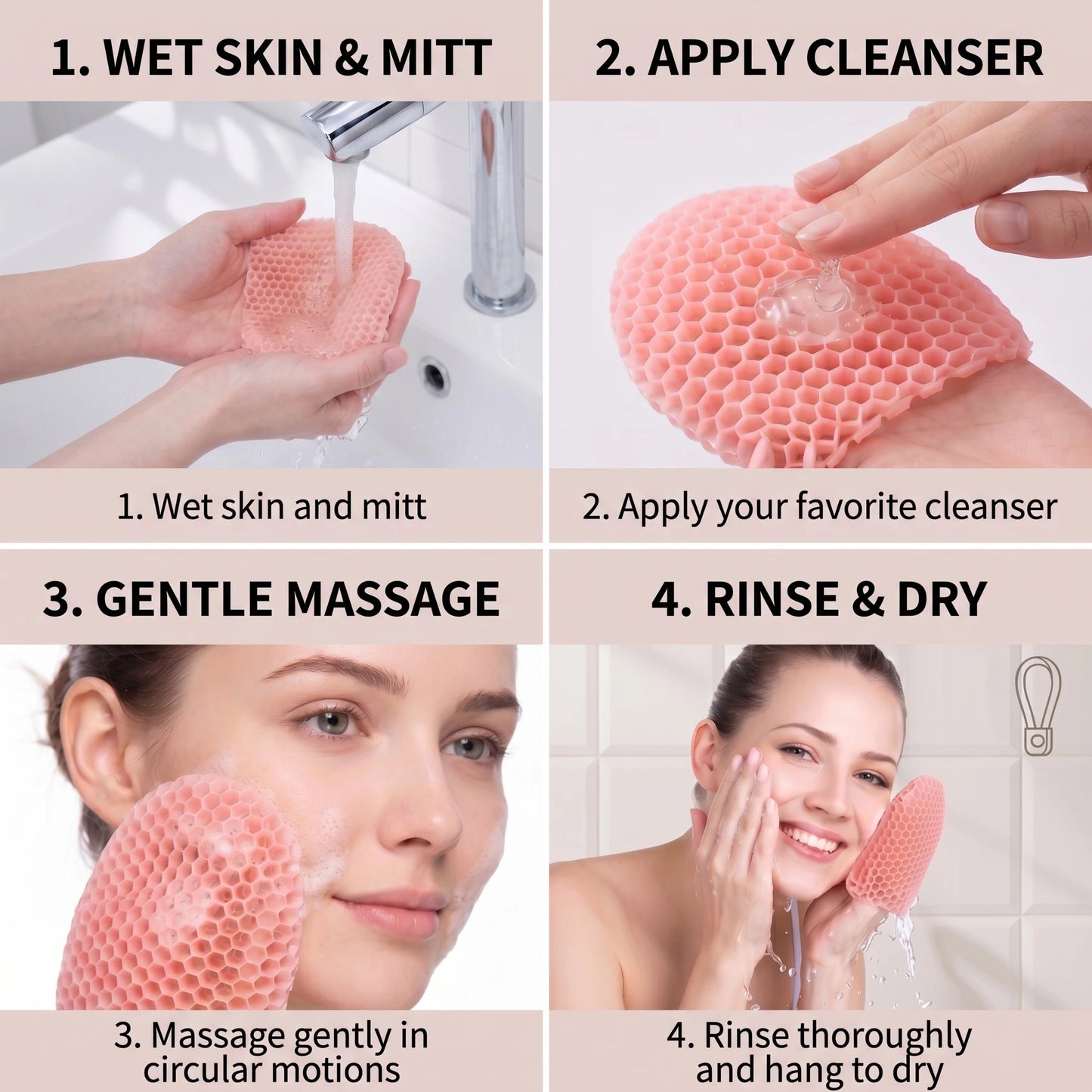Honeycomb Exfoliating Shower Finger Caps Body Scrub Cleansing Bath Mitt Breathable Odorless Skin Care Tool Multi-Color