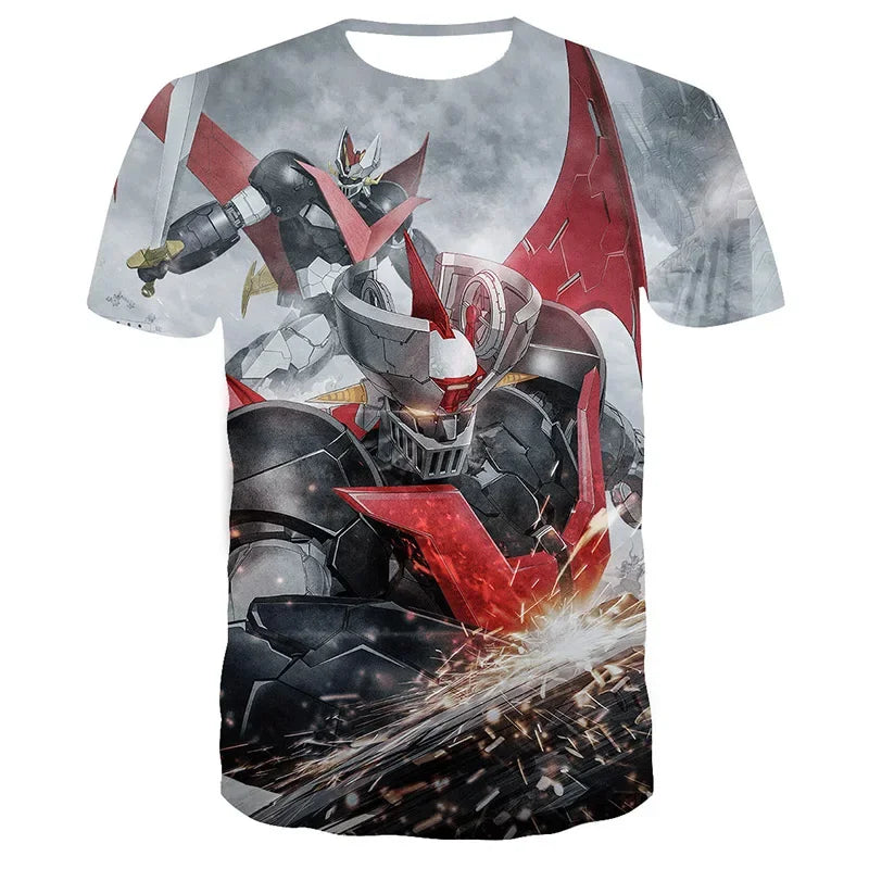 Mazinger Z 3D Print T-Shirts Anime Robot Streetwear Men Women Fashion Oversized Short Sleeve T Shirt Kids Tees Tops Man Clothing