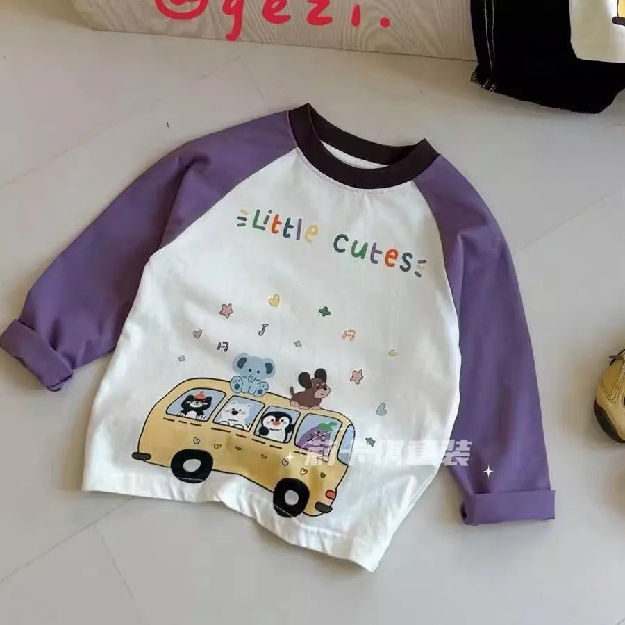 Boys T-shirt 2026 Spring/summer New Childrens Clothes Boys and Girls Cute Cartoon Printed Cotton Long-sleeved T-shirt Daily