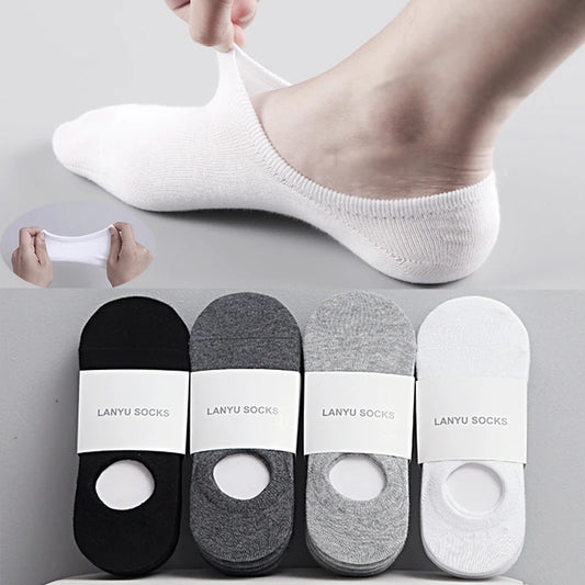 5Pair / Lot Fashion Happy Men Boat Soc Silicone Invisible  Socks Male Ankle Sock Slippers Meia