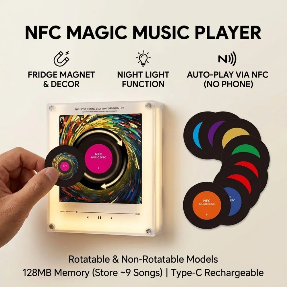 NFC Record Player Magnet – Custom Music Album Night Light & Desk Ornament