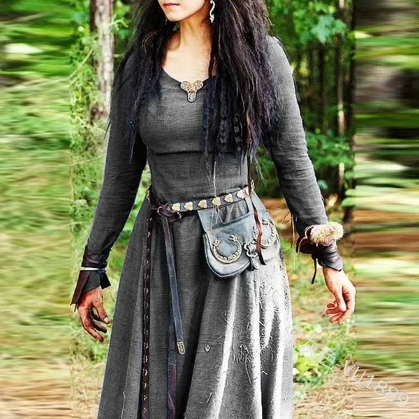 Retro Vintage Medieval Renaissance Dress Cosplay Costume Tunic Dress Viking Ranger Elven Women's Celtic Viking Halloween