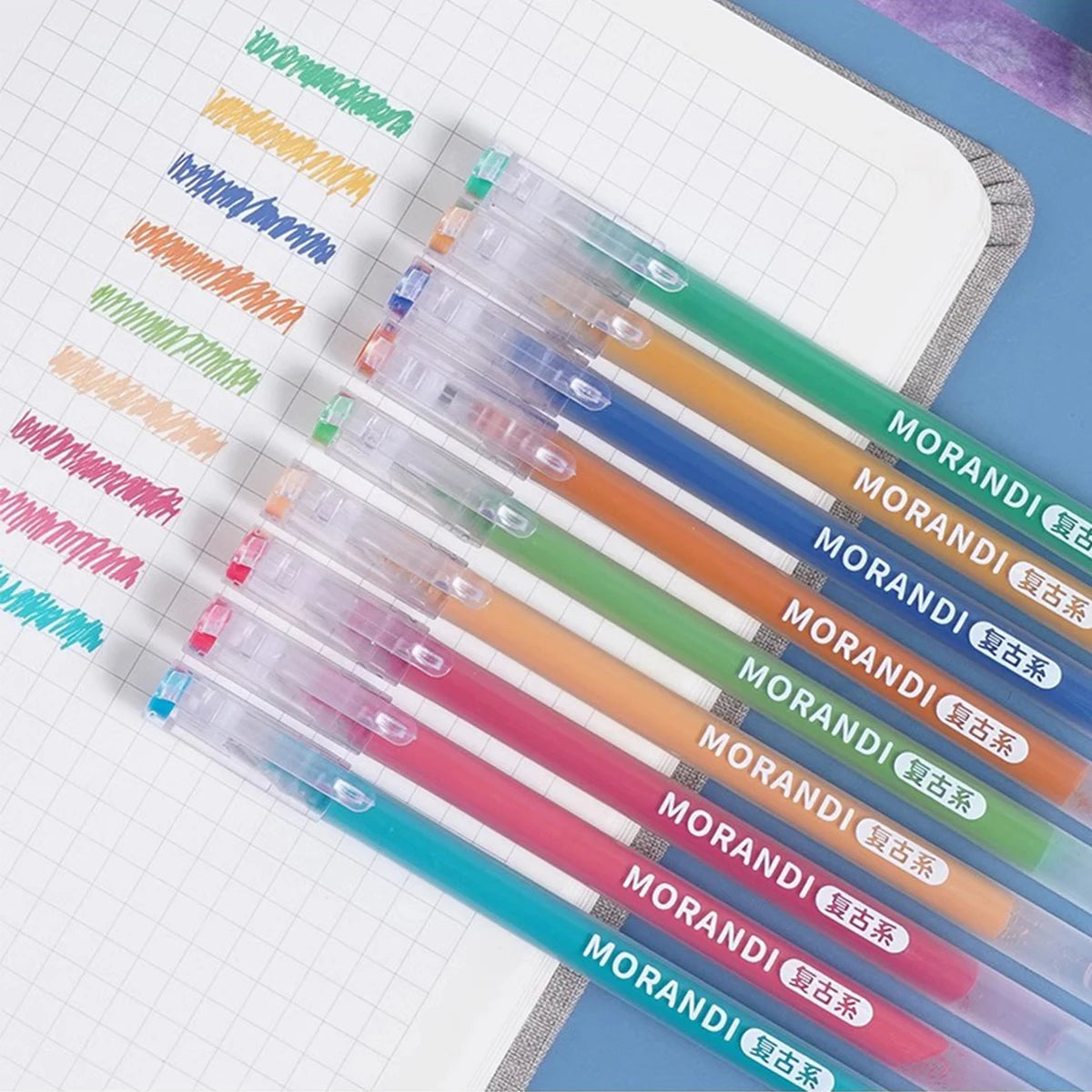 Languo Gel Pen Large Capacity Handbook Pens 6/9Pcs 0.6mm Student Art Diy Doodling Drawing Markers Office Kawaii Art Stationery