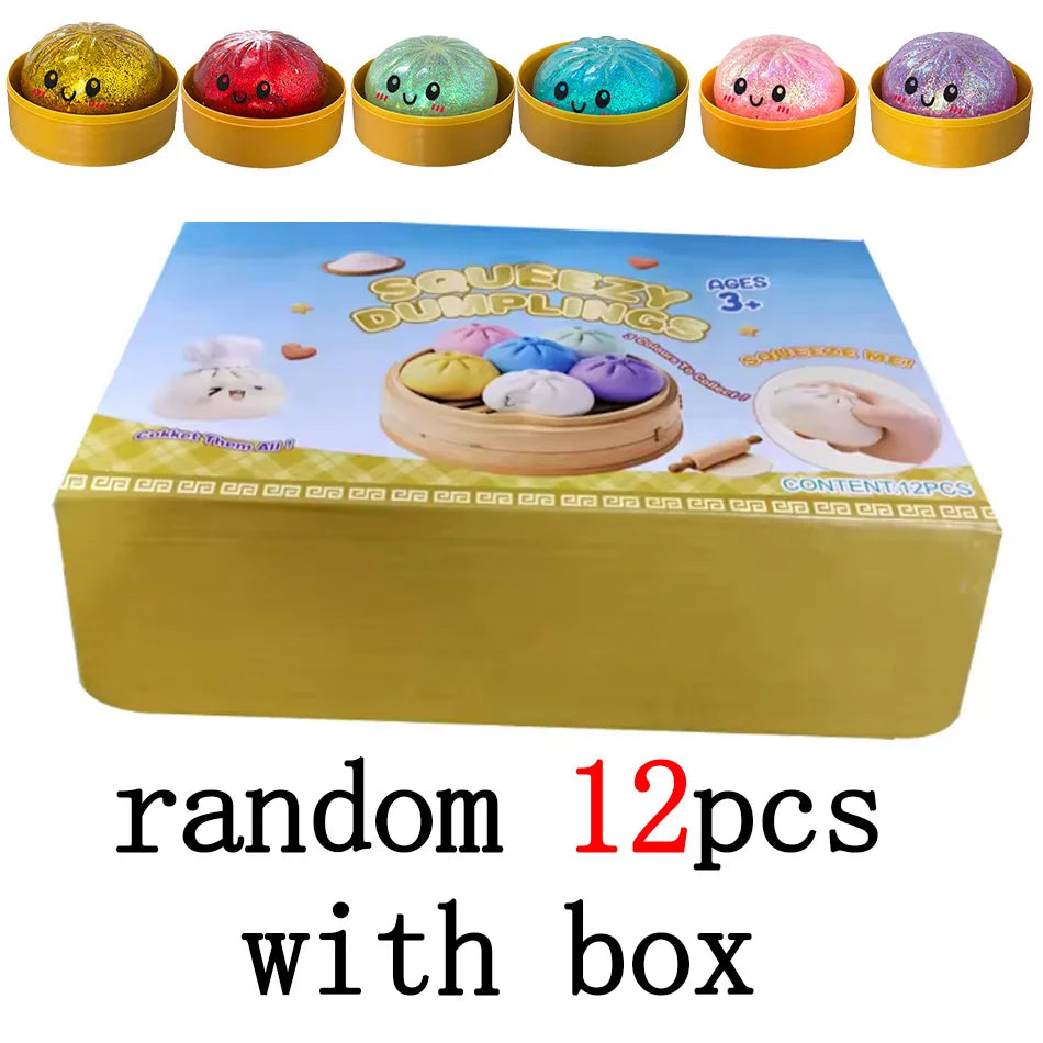 Dumpling Pressure Dumpling Squishies Cute Colorful Bun Toy Slow Rising Stress Relief Fidget Toy for Kids Adults Anti-Anxiety Gif