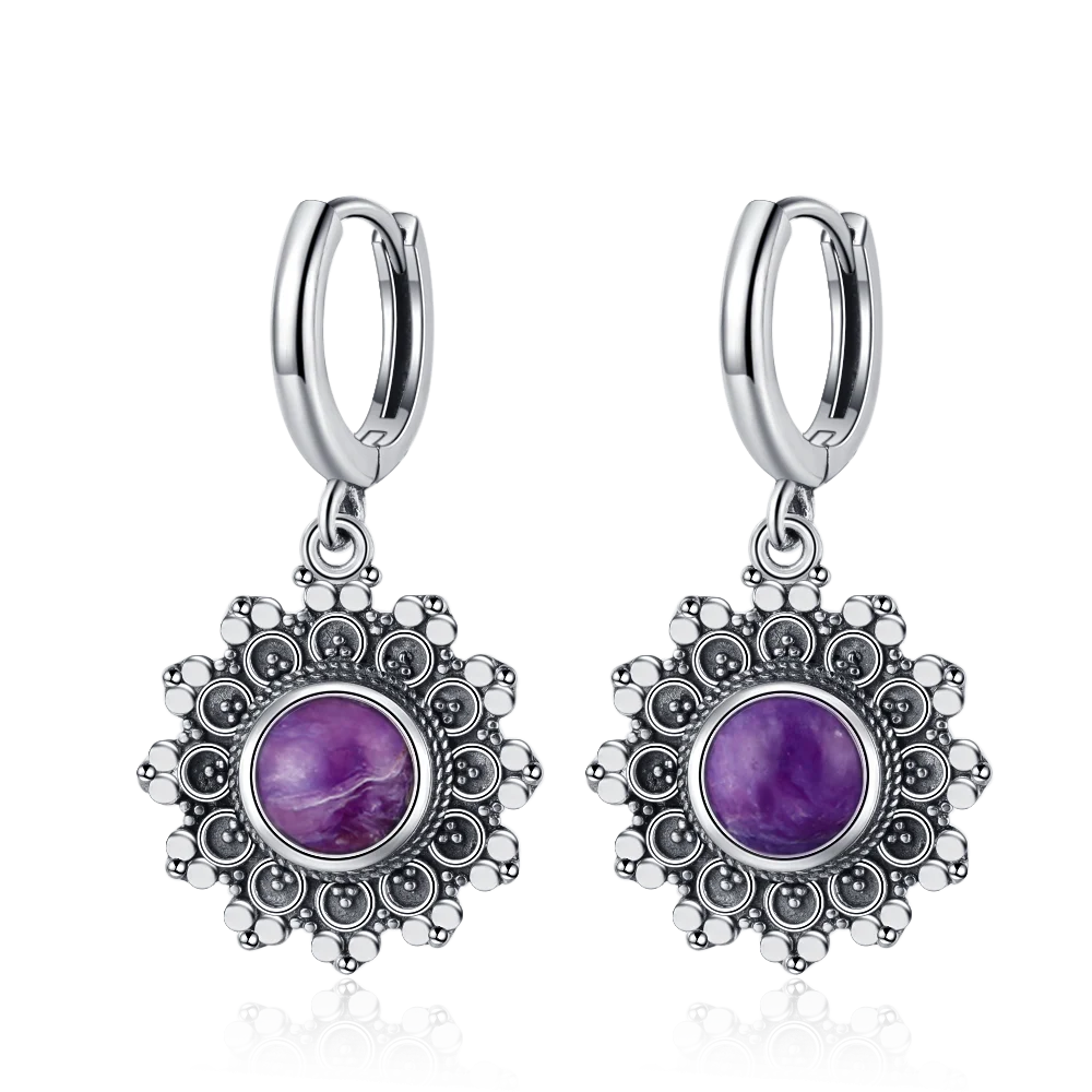 New Elegant Natural Kyanite S925 Silver Drop Earrings for Women Vintage Jewelry Wedding Engagement Hoop Earrings Gifts