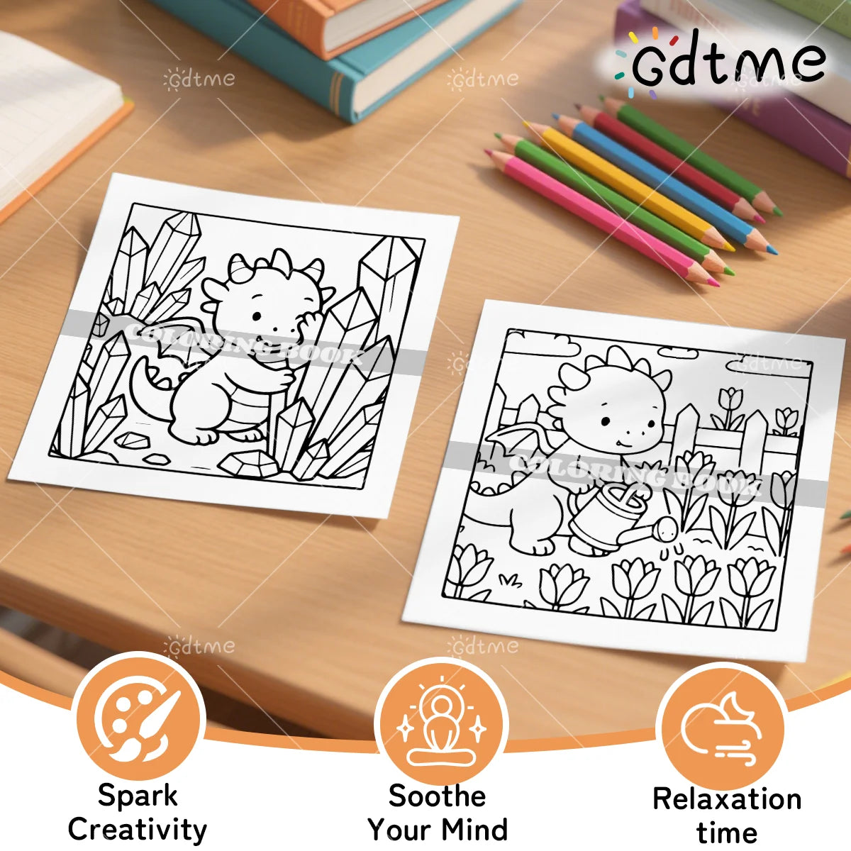 SPEND THE DAY WITH DRAGON Coloring Book for Adult Relieve Stress Kill Time DIY Painting Drawing Book Kids Educational Toys