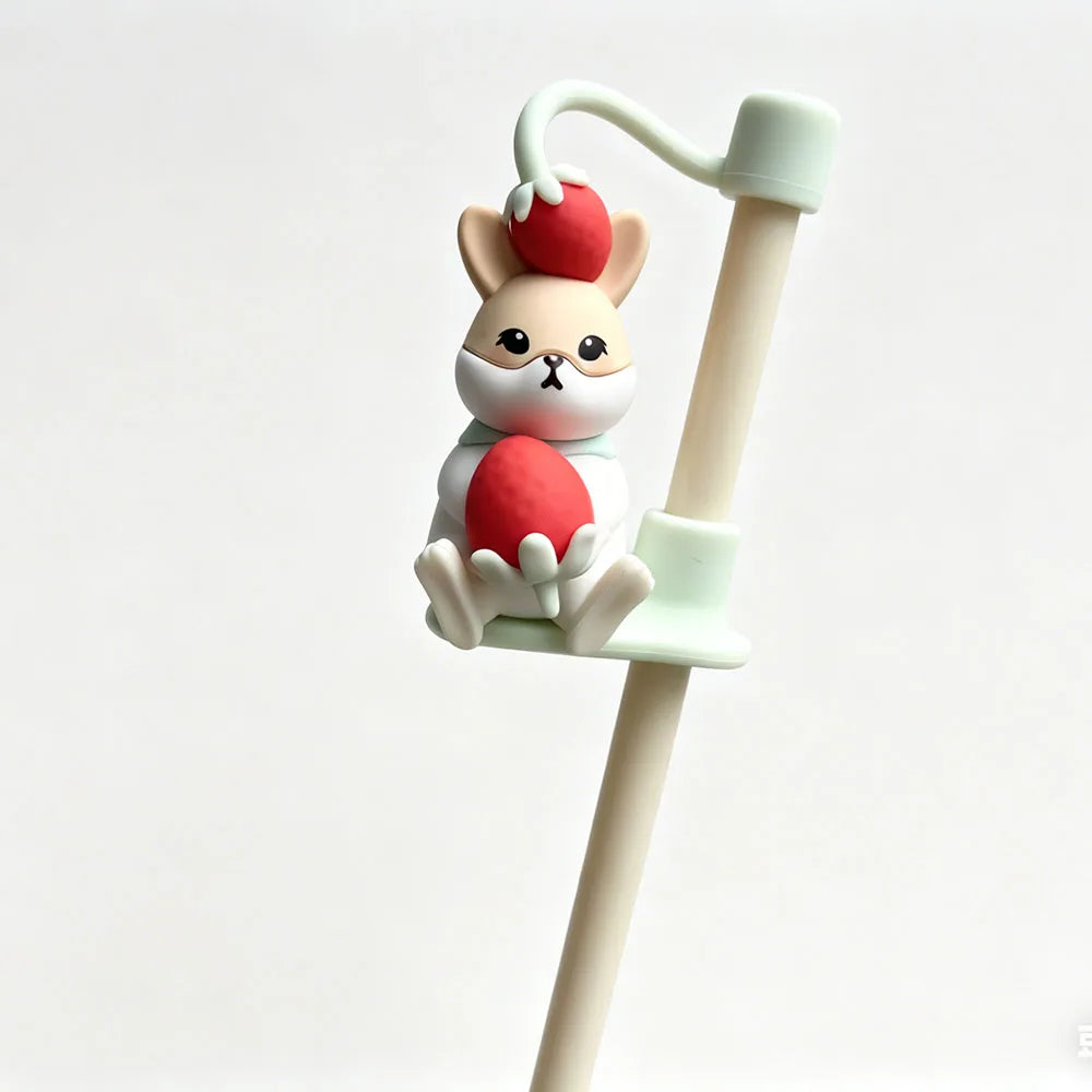 1pc Cute Bear Silicone Straw Cover Dust Plug for 7-8mm Straw Cups Tumblers Drink Lid Cap Creative Straw Toppers Cup Accessories
