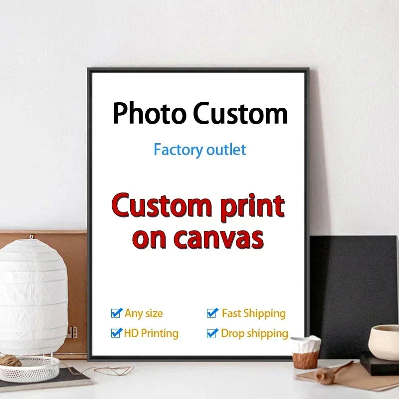YWDECOR Custom Big Size Painting Canvas HD Print Your Picture Personalized Wall Art Poster Photo for Living Room Home Decor Gift