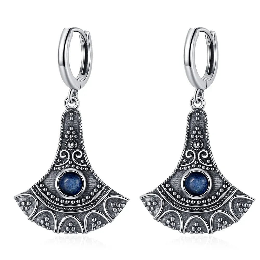 Long Pendant Natural Kyanite Earrings S925 Silver Earrings for Women Jewelry Vintage Engagement Party Anniversary Gift