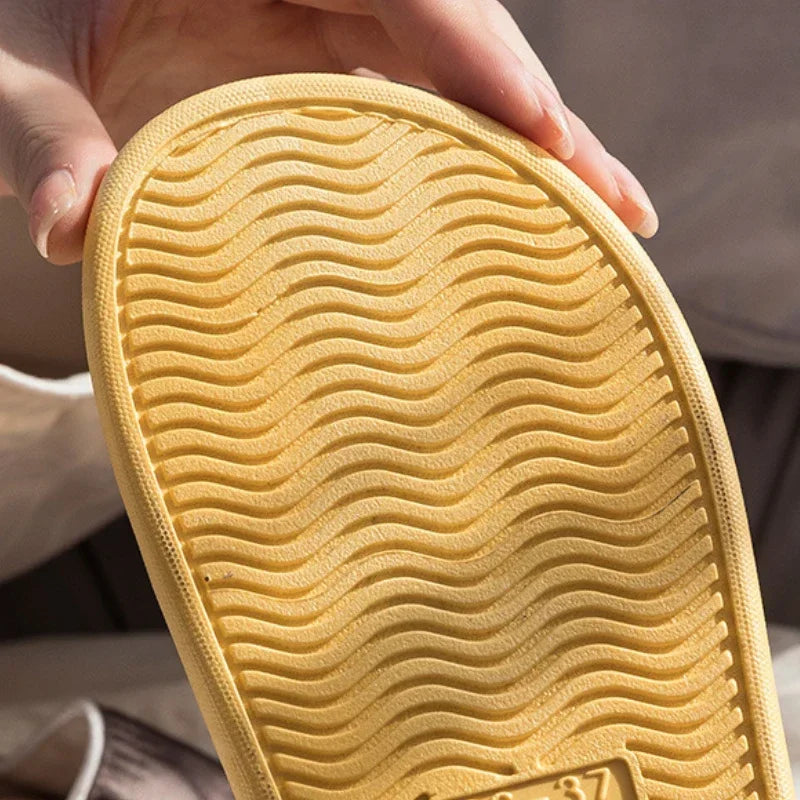 Solid Colour Men's Slippers Bathroom Anti-slip Massage Sandals Women Simple Soft Bottom Health Shoes Zapatillas Casa Hombre