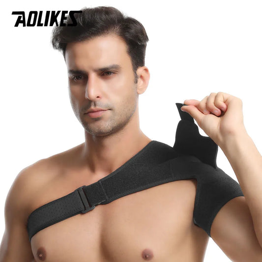 AOLIKES New Shoulder Brace Adjustable Shoulder Support With Pressure Pad for Injury Prevention, Sprain,Soreness,Tendinitis