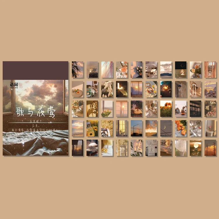 Yoofun 50 Sheets Natural Scenery&Art Paintings Stationery Stickers Book Aesthetic Landscape Cute Scrapbooking Planner Journaling