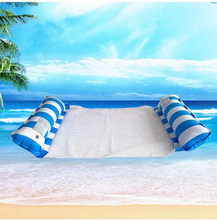 Summer Foldable Water Hammock Swimming Pool Inflatable Air Mattress for Swimming Beach Lounger Floating Sleeping Bed Chair