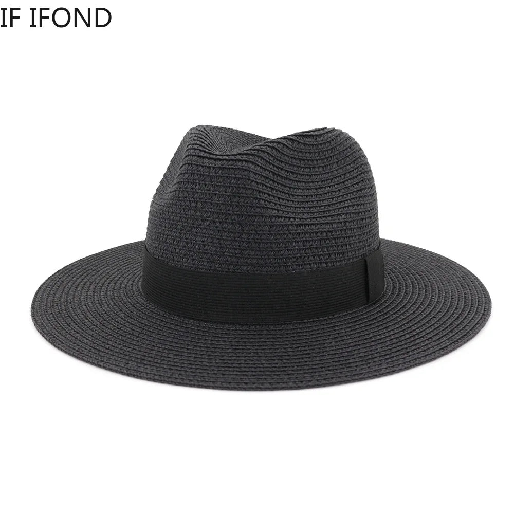 Large Size 60CM Summer Panama Hats For Women Men Wide Brim Beach Jazz Hat Cooling Ladies Sun Straw Hat