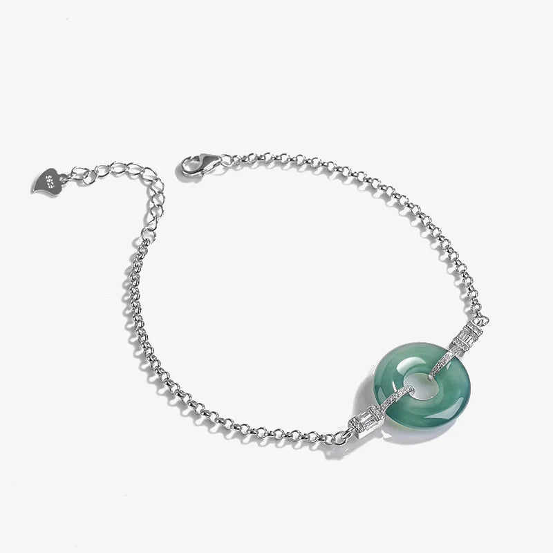 High End Natural A-grade Blue Water Jade Bracelet Ice Jadeite S925 Silver Inlaid Women's Fashion Jewelry Wholesale Drop Shipping