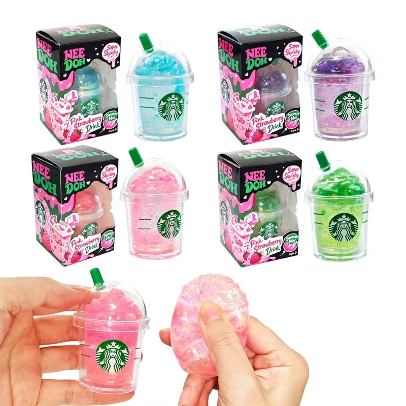 NeeDoh Blind Box Iced Coffee Cup Best Seller Portable Mini Squishy Fidget Toy Squeeze Decompression Halloween Christmas Gifts