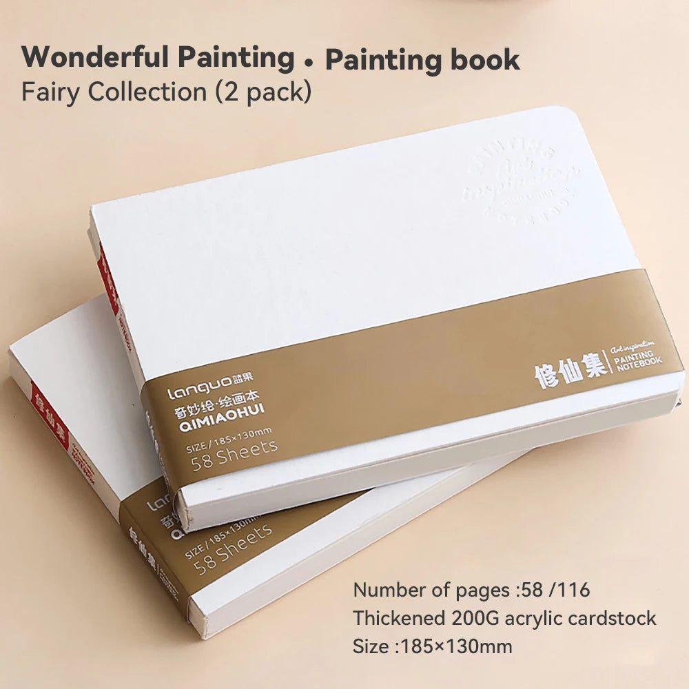 Languo 58 Sheets Drawing Notebook Thick Paper Sketchbook Portable Watercolor Book Gouache Notepad Art Supplies Stationery