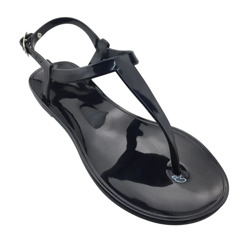 Comemore Clear Shoes Ladies Jelly Shoes Beach Vacation Sandals 2026 New Simple Trendy Flat Shoe Women Flip Flops Chaussure Femme