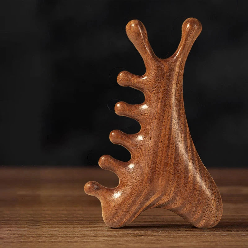 Multifunctional Meridian Wooden Massage Head Health Comb Guasha Point Comb Sandalwood Large Wide Tooth