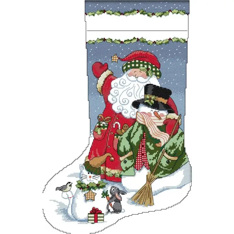Christmas Stocking Series NKF Cartoon Pattern Cross Stitch Kit 14 16 11CT White Count Canvas Set DIY Embroidery Home Decor Gifts