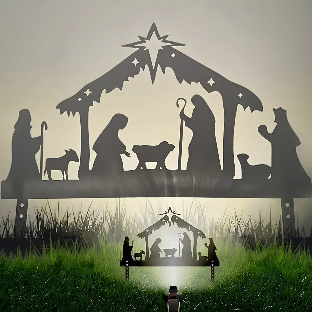 Nativity Metal Projection Ornament – Outdoor Christmas Eve Garden Decoration