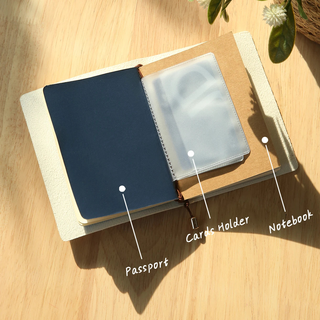 Personalized Leather Passport Holder Custom Name Imprinted Creative Handbook A7 Journal Card Holder Portable Travel Notepad Gift
