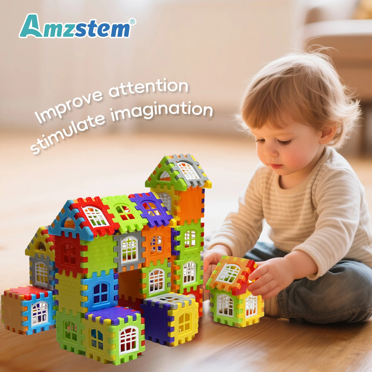 Large Size House Building Blocks Interlocking Construction Toy Set Simulated Windows DIY Villa Castle STEM Educational Toy Gifts