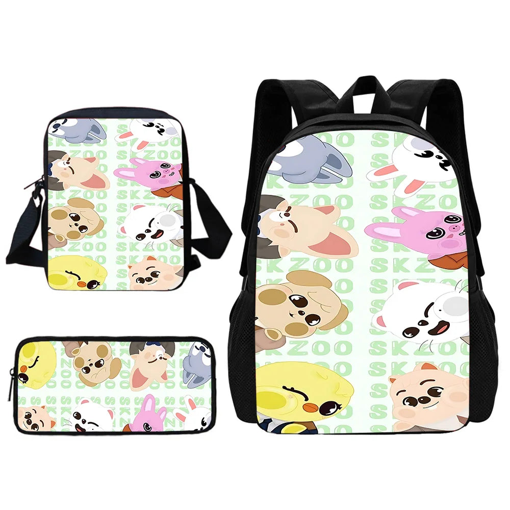 Child School S-Skzoo-o k-Kpop Stray Kids Backpack With Shoulder Bag Pencil Bags School Bags for Boys Girls Best Gift