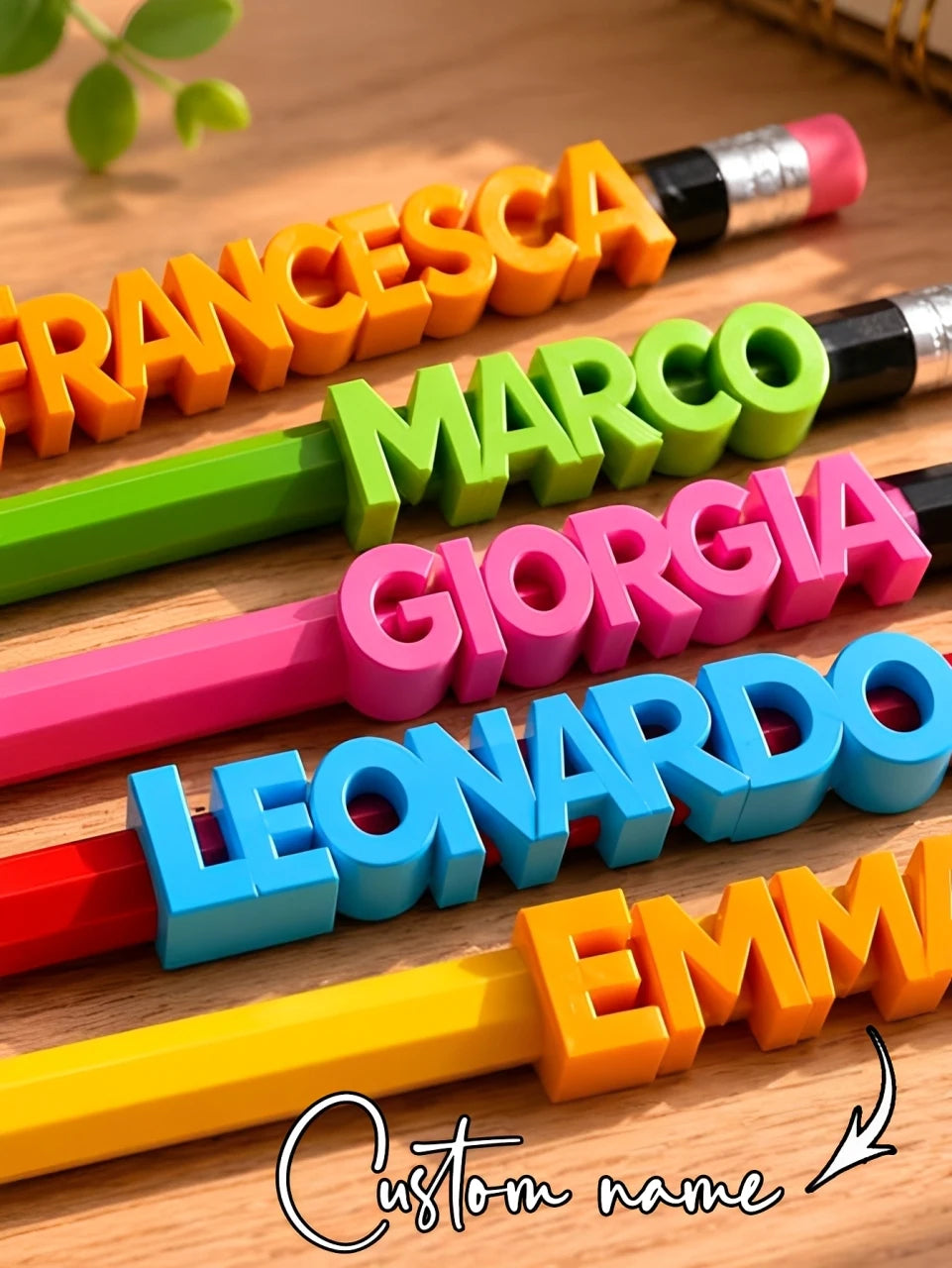 3pcs Custom Name Pencil Topper Personalized 3D Letter Pencil Clip Kids Customized Stationery Gift,Kinds Anti-lost Name Pen Decor
