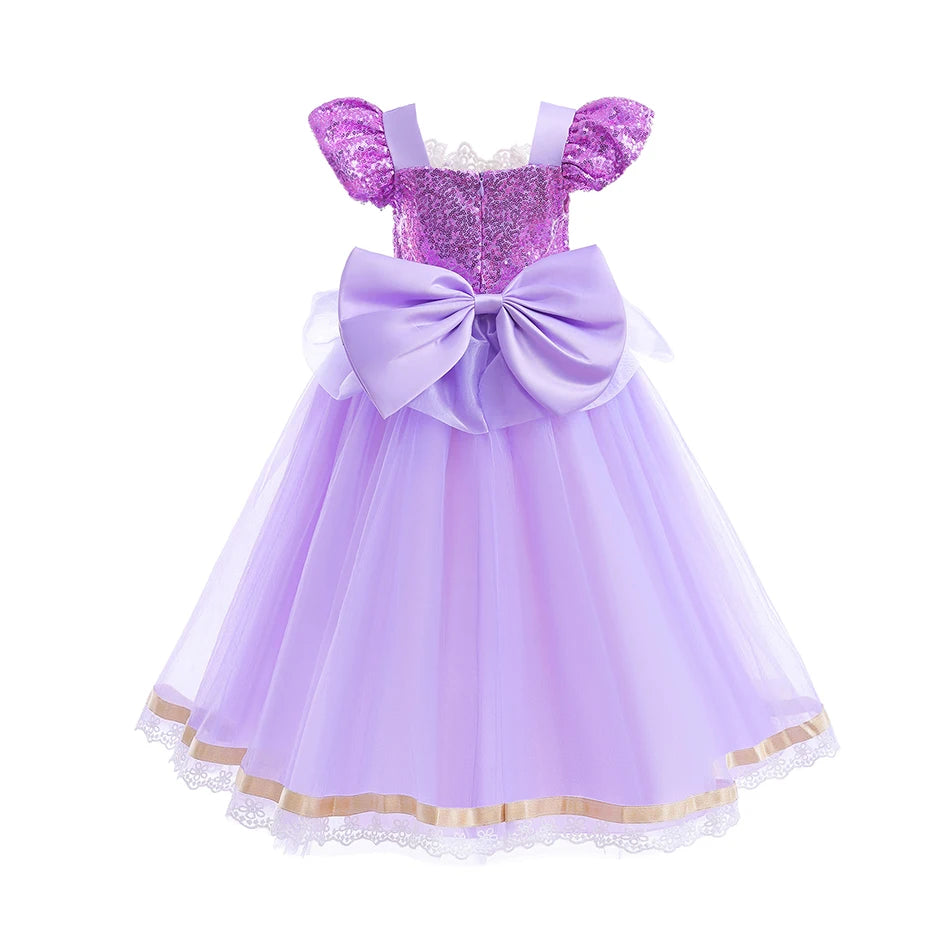 Summer Rapunzal Girl Princess Dress Cosplay Tangled Halloween Birthday Party Vestido Kids Birthday Costume