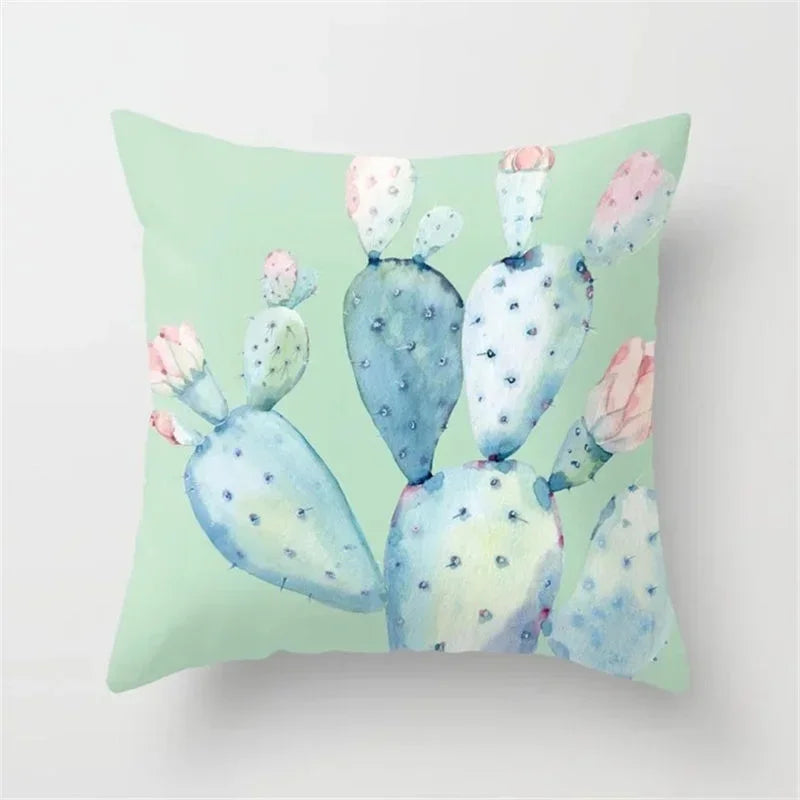 Cactus Flower Pattern Summer Decorative Cushions Pillowcase Polyester Cushion Cover Throw Pillow Sofa Decoration Pillowcover