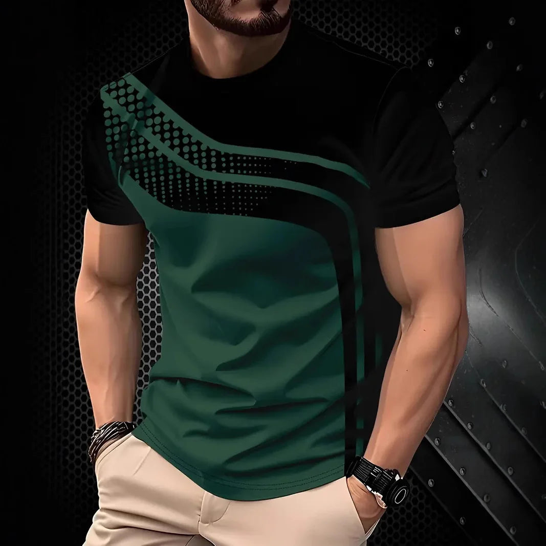 2025 Casual Striped T Shirt For Mens Short Sleeve Tops Oversized T-Shirts O-Neck Pullover Street Men's Shirts Tee Summer Apparel