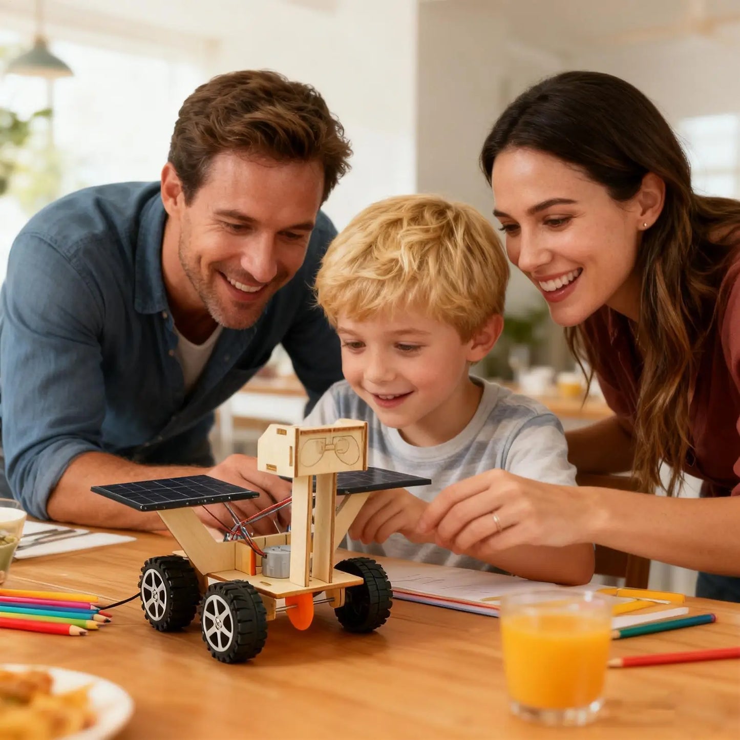 Solar-Powered Lunar Rover DIY 3D Wooden Puzzle Children's Hand-Assembled STEM Science Education Toy Fine Motor Skills Training