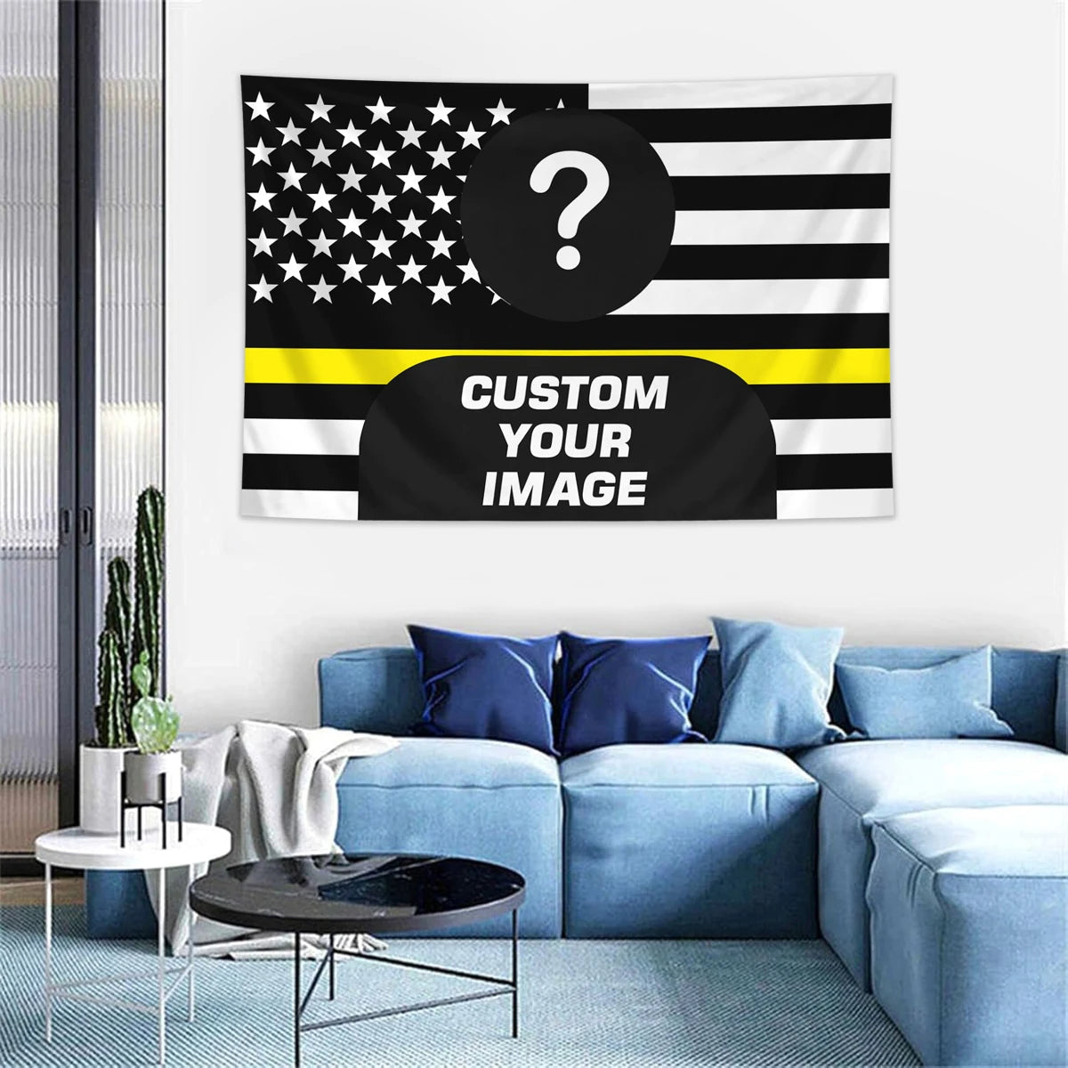 Customized American flag tapestry with personalized photos on 1pc, room decoration banner tapestry for family, idols, and pets