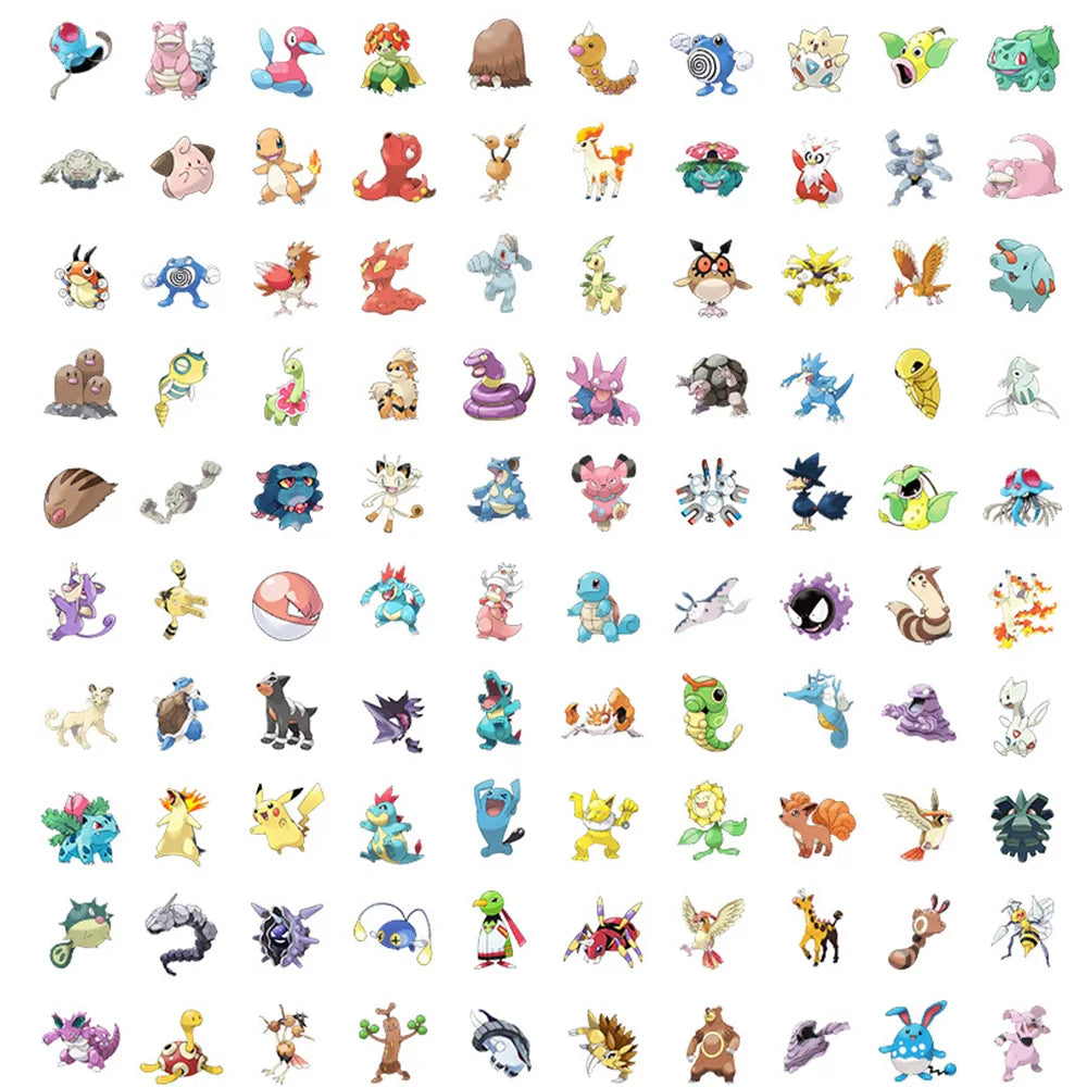 10/50/100/200Pcs Kawaii Pikachu Pokemon Stickers Motorcycle Phone Car Skateboard Laptop Decal Sticker Waterproof Classic Toy