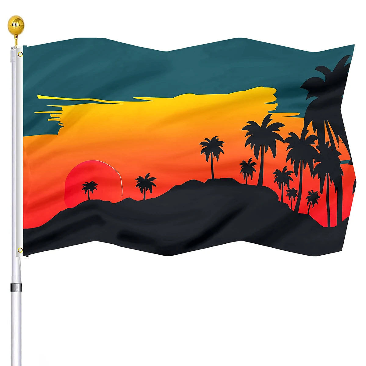 Summer Beach Holiday Decorative Flag Seaside Sunset Chairs Coconut Trees Flags House Indoor Outdoor Decor with Brass Grommets