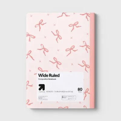 Wide Rule Bow Spot 7.5"X10.5" Composition Paper Notebook Light Terracotta Pink - for School Office Writing
