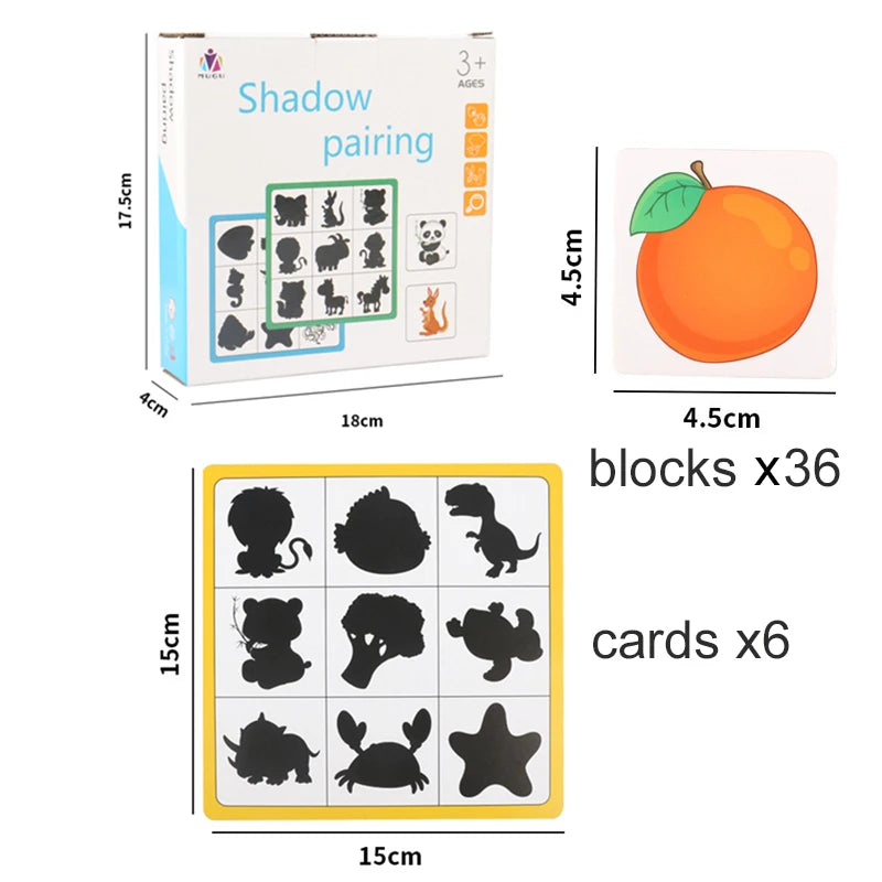 Wooden Montessori Find Shape Toy Animal Fruit Shadow Pairing Shape Puzzle Thinking Game Early Educational Toy Gift for Children