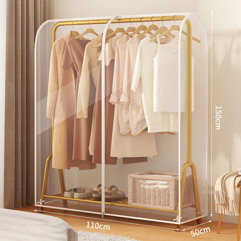 Floor Clothes Hanger Dust Cover Bedroom Drying Rack Dust Cover Cloth Translucent Coat Suit Storage Bag Dormitory Supplies