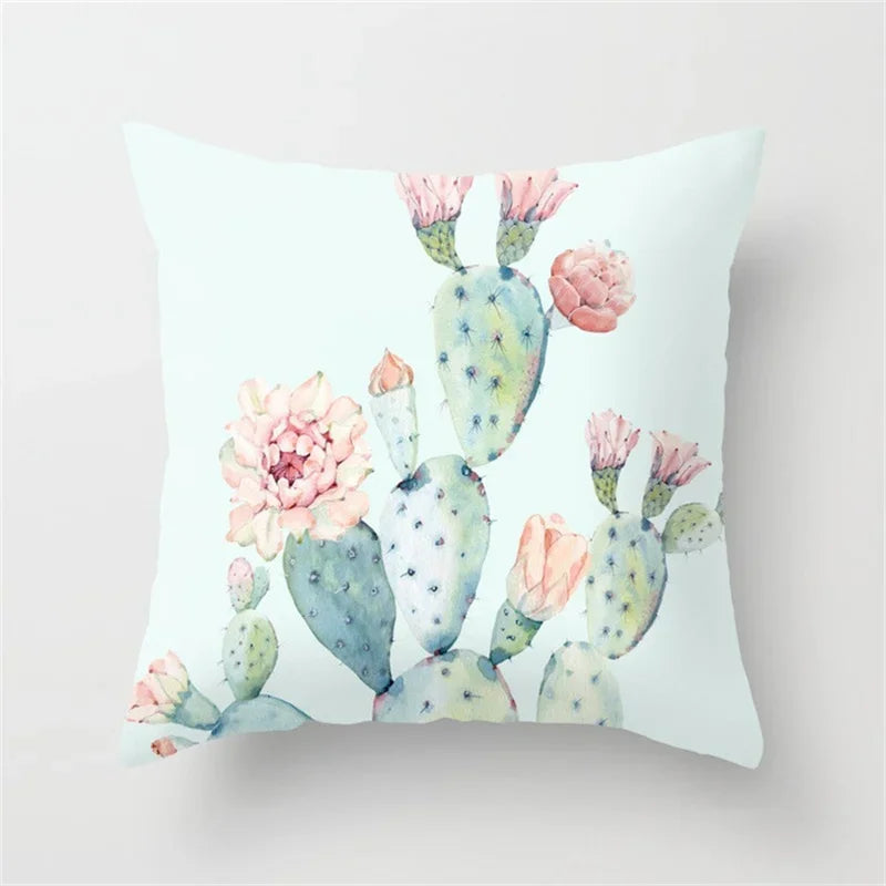 Cactus Flower Pattern Summer Decorative Cushions Pillowcase Polyester Cushion Cover Throw Pillow Sofa Decoration Pillowcover