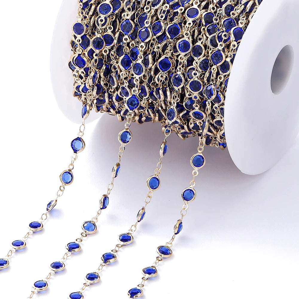 1M Crystal Zircon Stone Chain Colorful Glass Beads Chains For DIY Necklace Bracelet Jewelry Making Supplies Findings