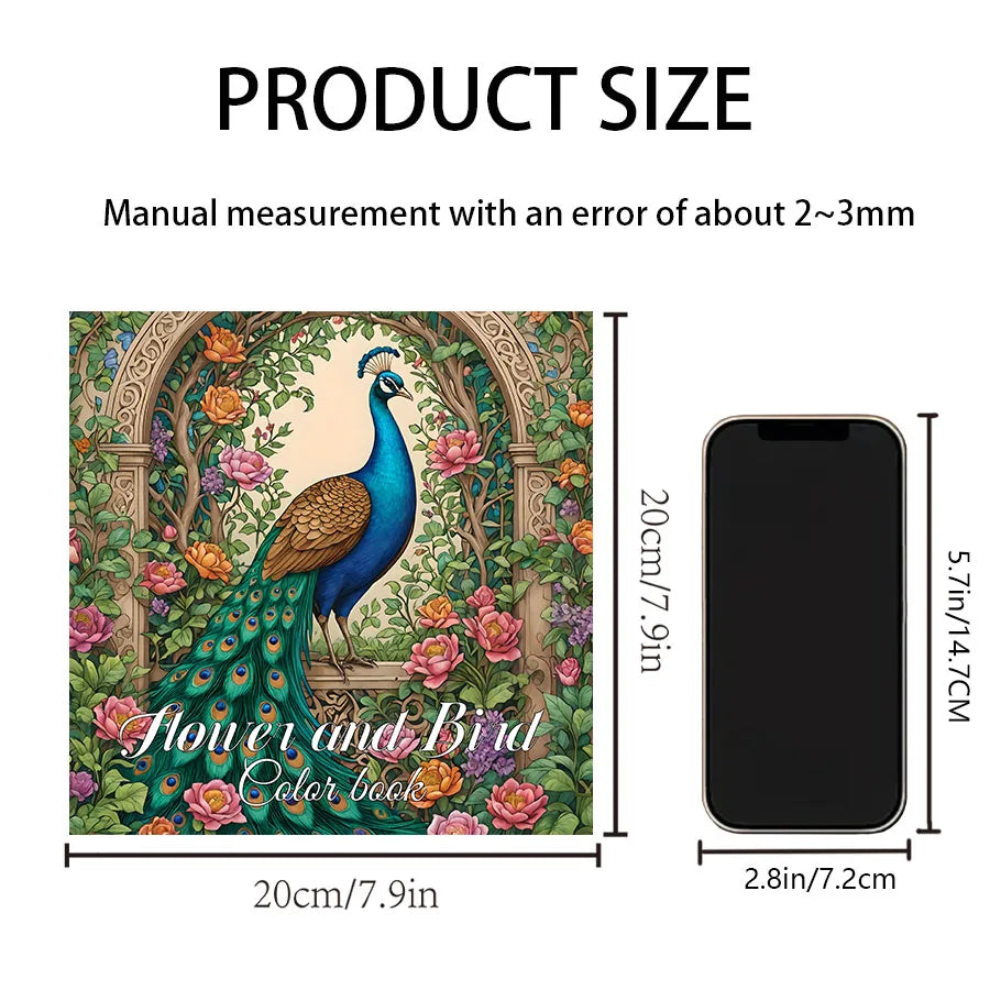 Flower and Bird Color Book Adult Handbook Graffiti Painting Drawing Books Creative Artistic Coloring Book for Teens and Adult