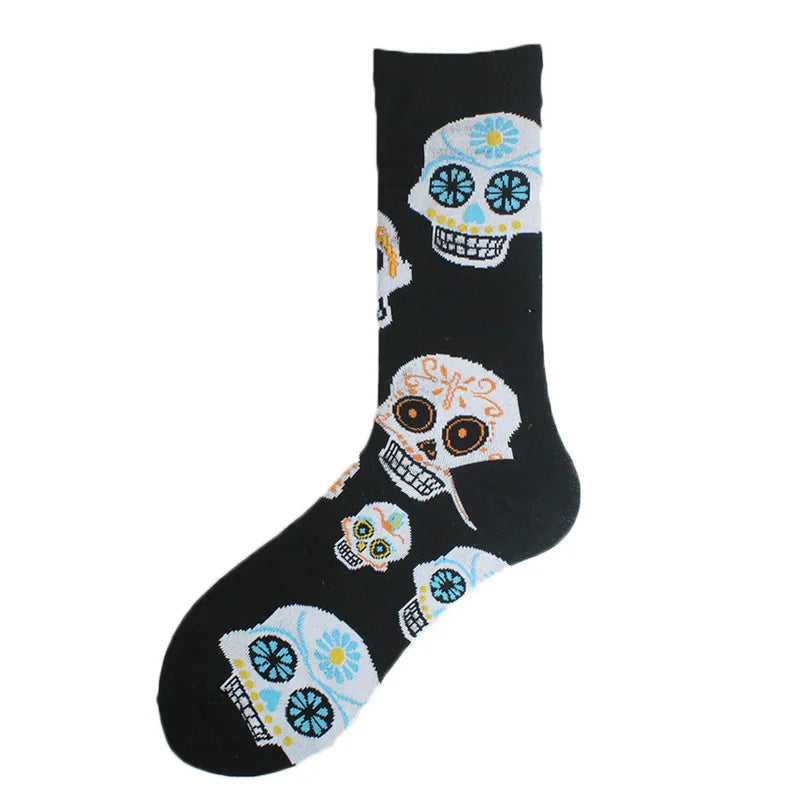 Happy Colorful Funny Socks Men Skateboard Shark Dinosaur Astronaut Planet Divertidos Hip Hop Sokken Harajuku Unisex Crew Socks
